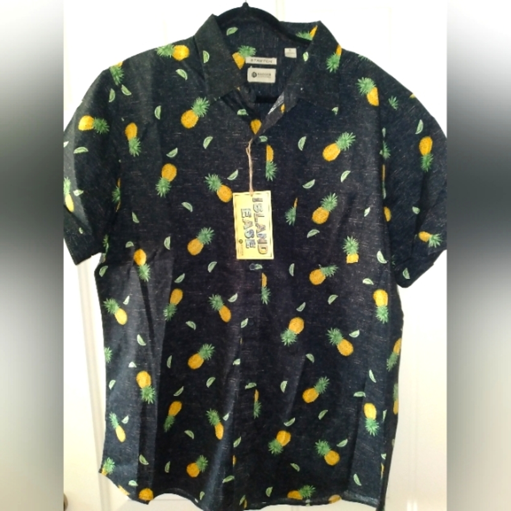 Haggar stretch pineapple shirt